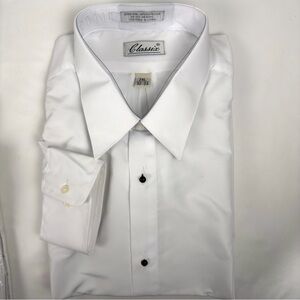 New Classix Men's White Dress Shirt Long Sleeve Formal 2XL 32-33